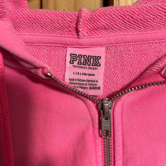 Pink by Victoria Secret Hot Pink Zip up hooded Jacket - Picture 3 of 7